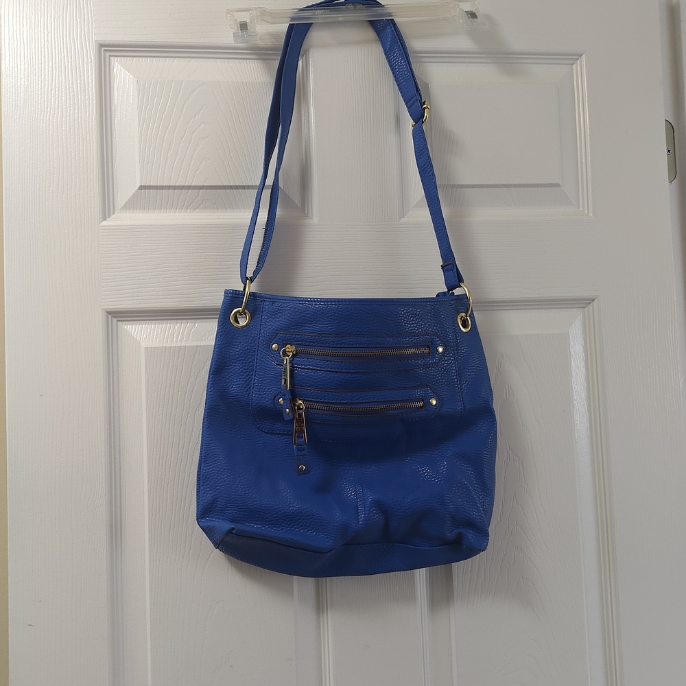 Cobalt Blue Cross Body Vegan Leather Bag Purse 11.5x13 Adjustable Strap